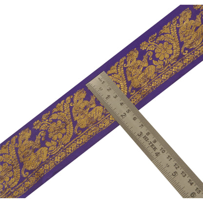 Sanskriti Vintage 1 Yd Trim Sari Border Woven Brocade Craft Sewing Blue Lace