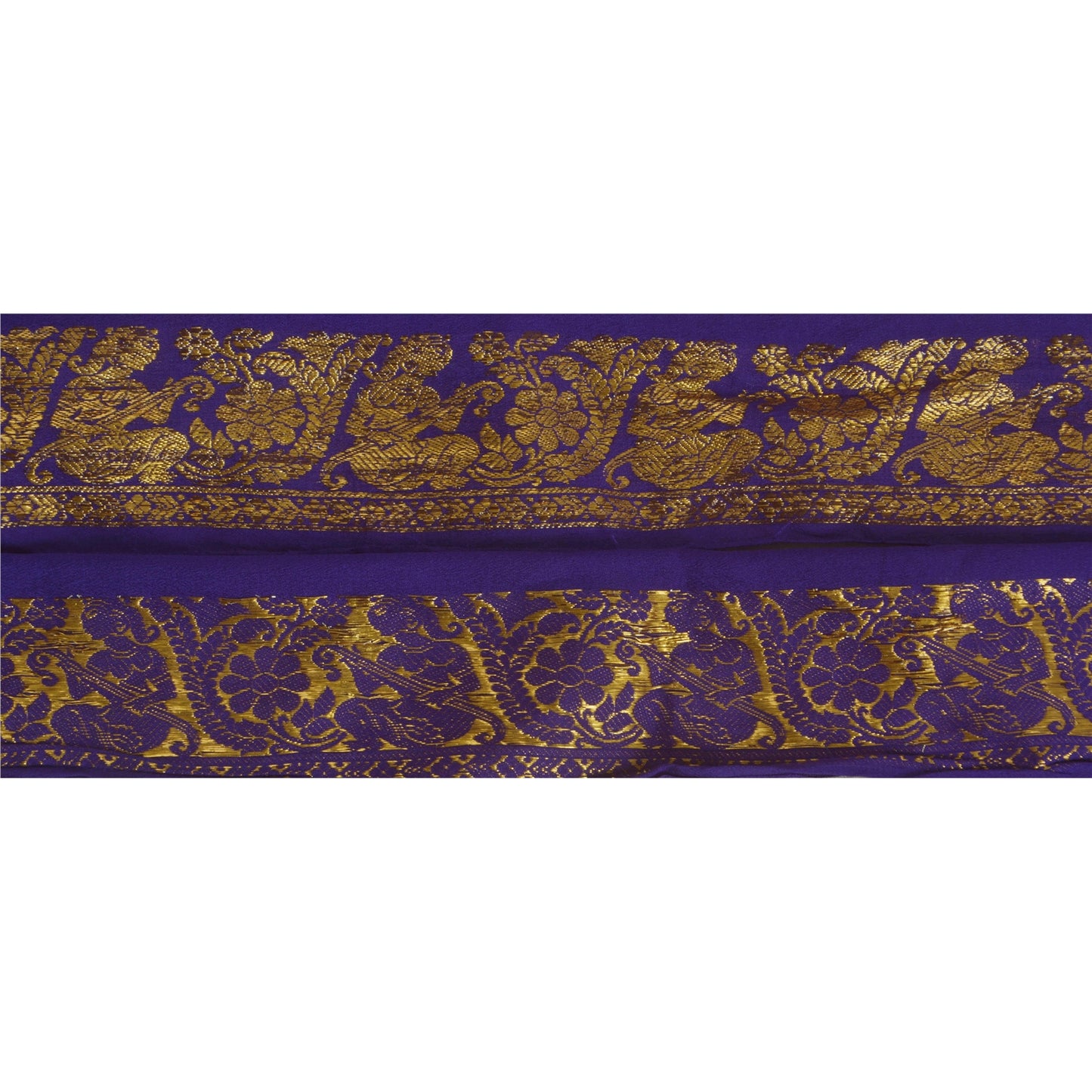 Sanskriti Vintage 1 Yd Trim Sari Border Woven Brocade Craft Sewing Blue Lace