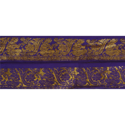 Sanskriti Vintage 1 Yd Trim Sari Border Woven Brocade Craft Sewing Blue Lace