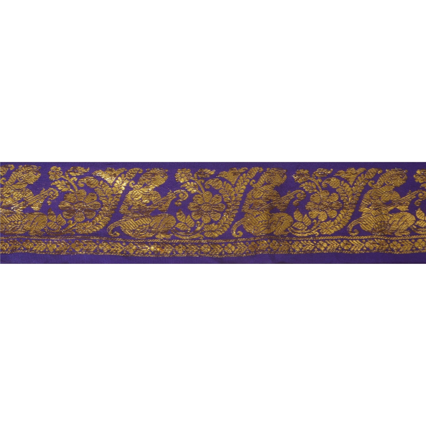 Sanskriti Vintage 1 Yd Trim Sari Border Woven Brocade Craft Sewing Blue Lace