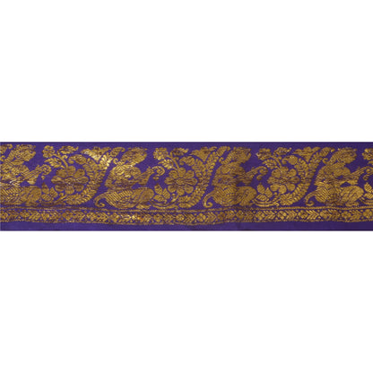 Sanskriti Vintage 1 Yd Trim Sari Border Woven Brocade Craft Sewing Blue Lace
