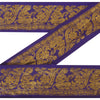 Sanskriti Vintage 1 Yd Trim Sari Border Woven Brocade Craft Sewing Blue Lace
