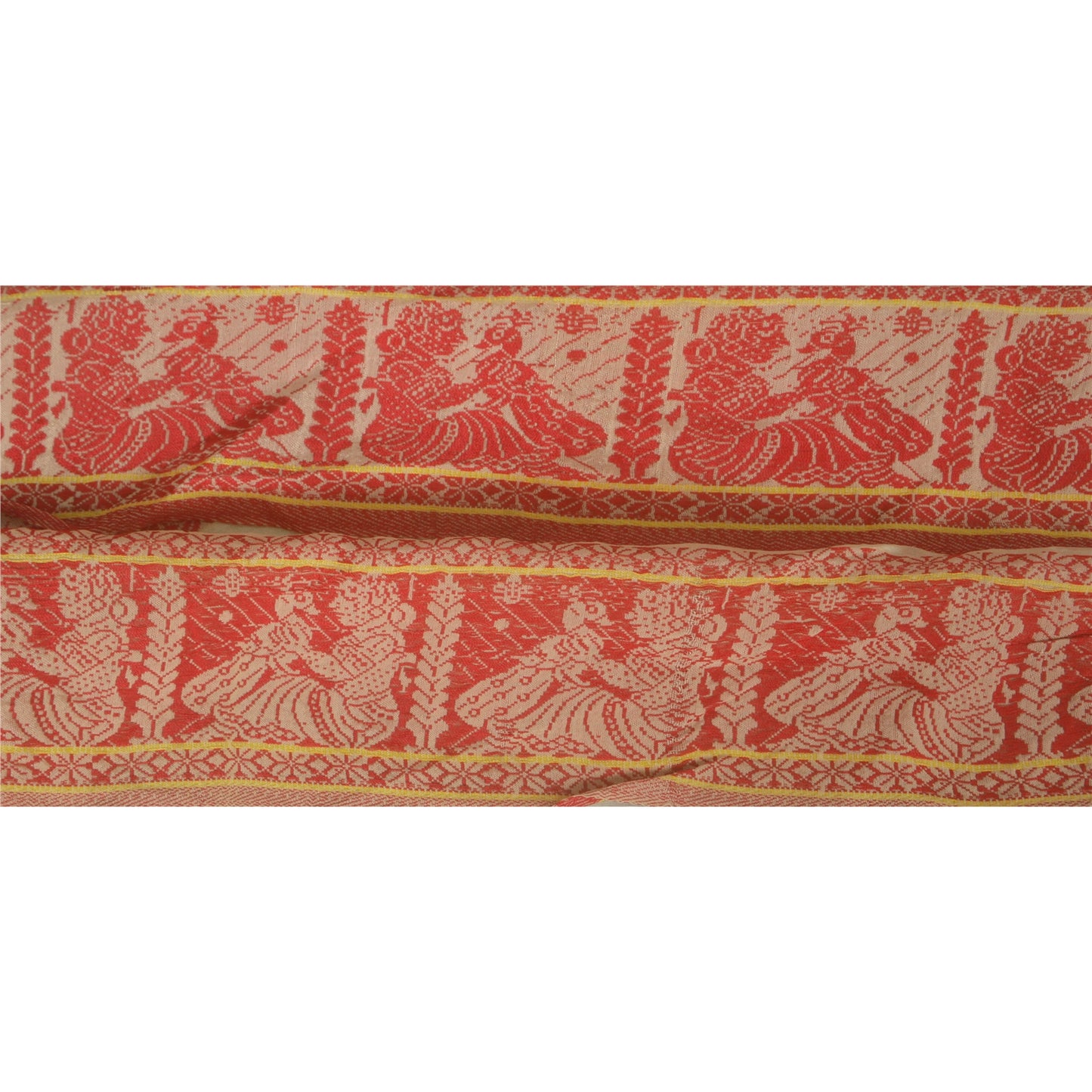 Sanskriti Vintage 1 YD Sari Border Woven Baluchari Cream 4.5W Trim Sewing Lace