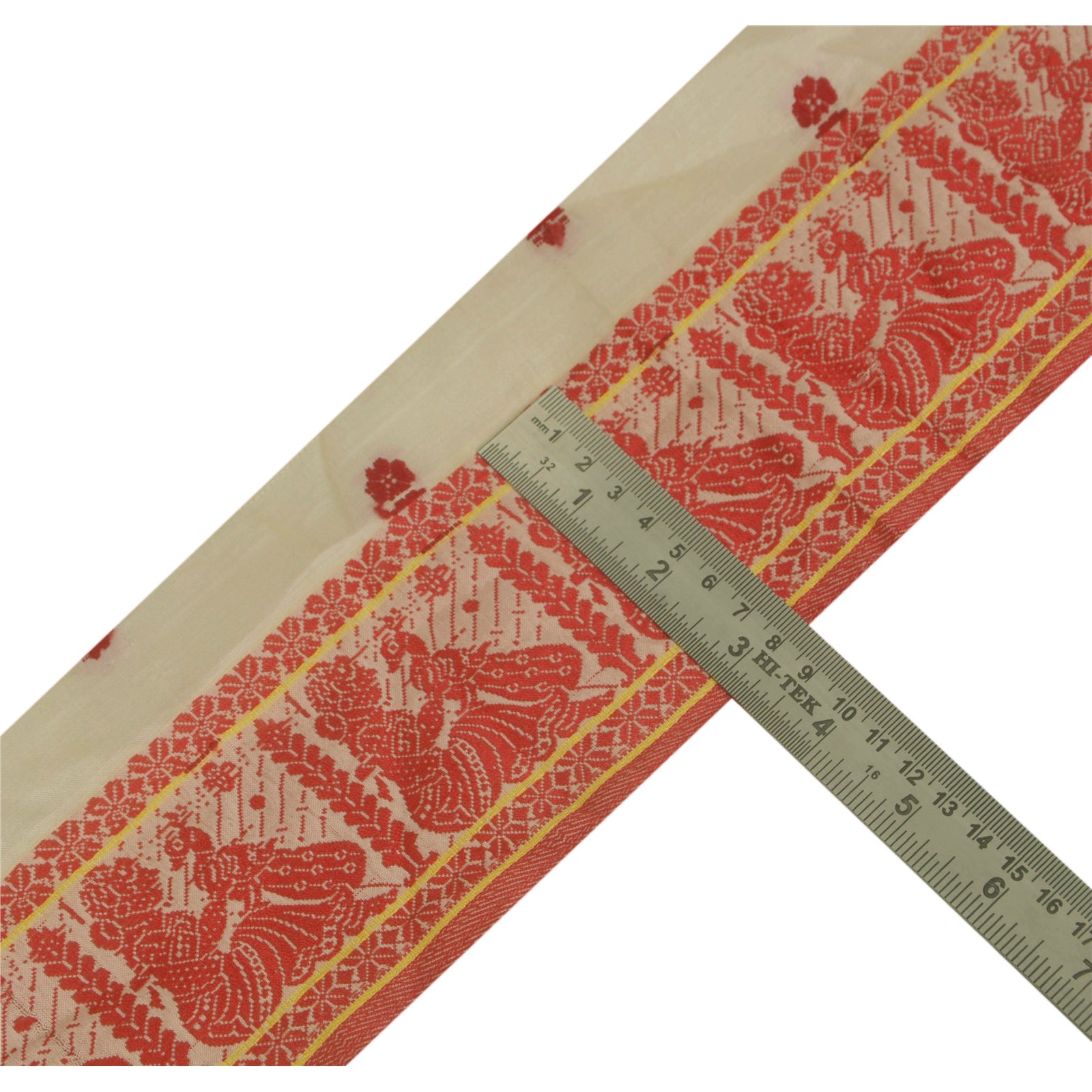 Sanskriti Vintage 1 YD Sari Border Woven Baluchari Cream 4.5W Trim Sewing Lace