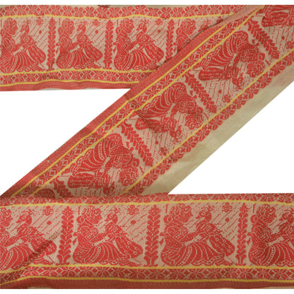 Sanskriti Vintage 1 YD Sari Border Woven Baluchari Cream 4.5W Trim Sewing Lace