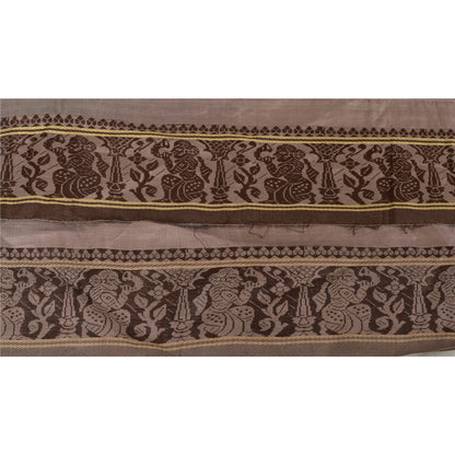 Sanskriti Vintage 1 Yd Sari Border Woven Baluchari Trim Sewing Brown Lace