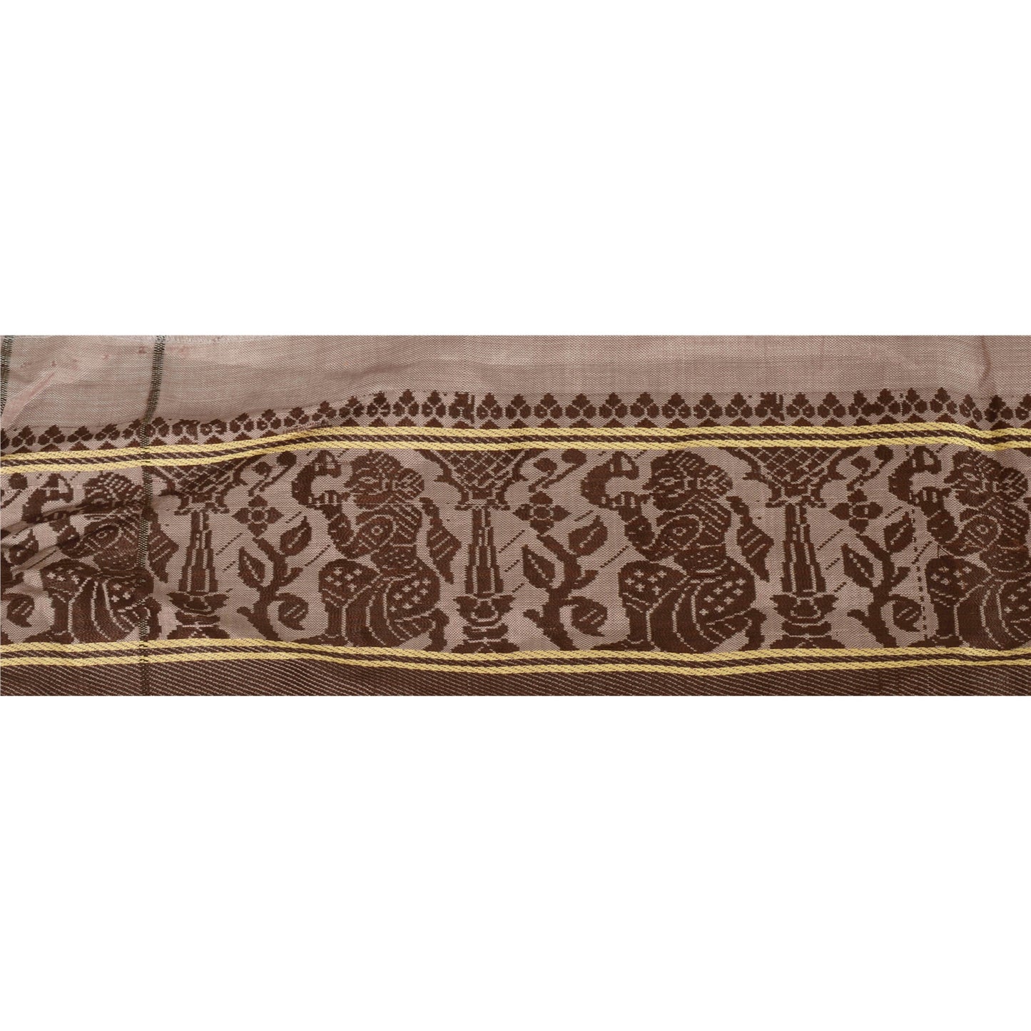 Sanskriti Vintage 1 Yd Sari Border Woven Baluchari Trim Sewing Brown Lace