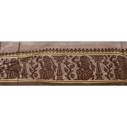 Sanskriti Vintage 1 Yd Sari Border Woven Baluchari Trim Sewing Brown Lace