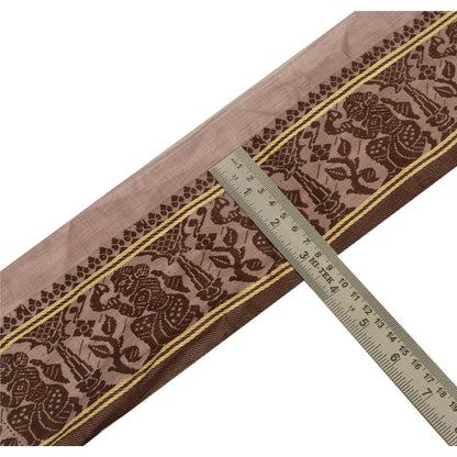 Sanskriti Vintage 1 Yd Sari Border Woven Baluchari Trim Sewing Brown Lace