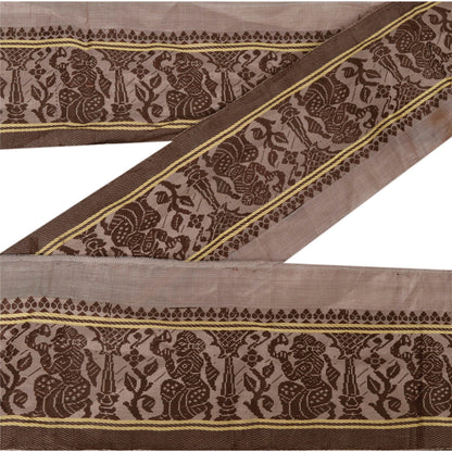 Sanskriti Vintage 1 Yd Sari Border Woven Baluchari Trim Sewing Brown Lace