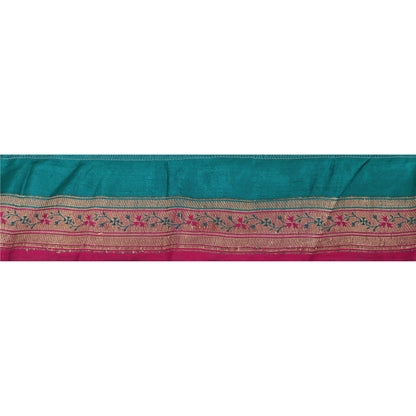 Sanskriti Vintage 1 Yd Trim Pink/Green Sari Border Brocade Craft Ribbon Lace