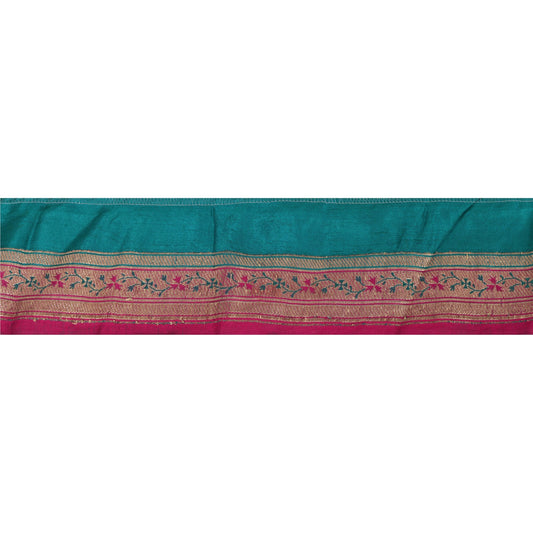 Sanskriti Vintage 1 Yd Trim Pink/Green Sari Border Brocade Craft Ribbon Lace