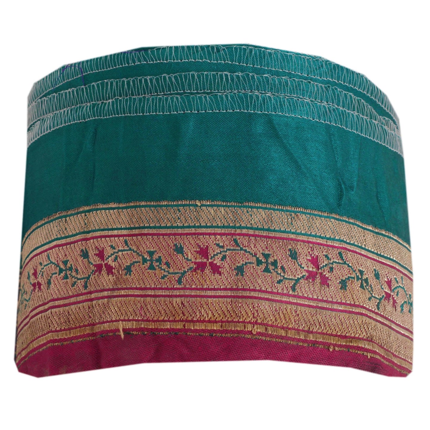 Sanskriti Vintage 1 Yd Trim Pink/Green Sari Border Brocade Craft Ribbon Lace