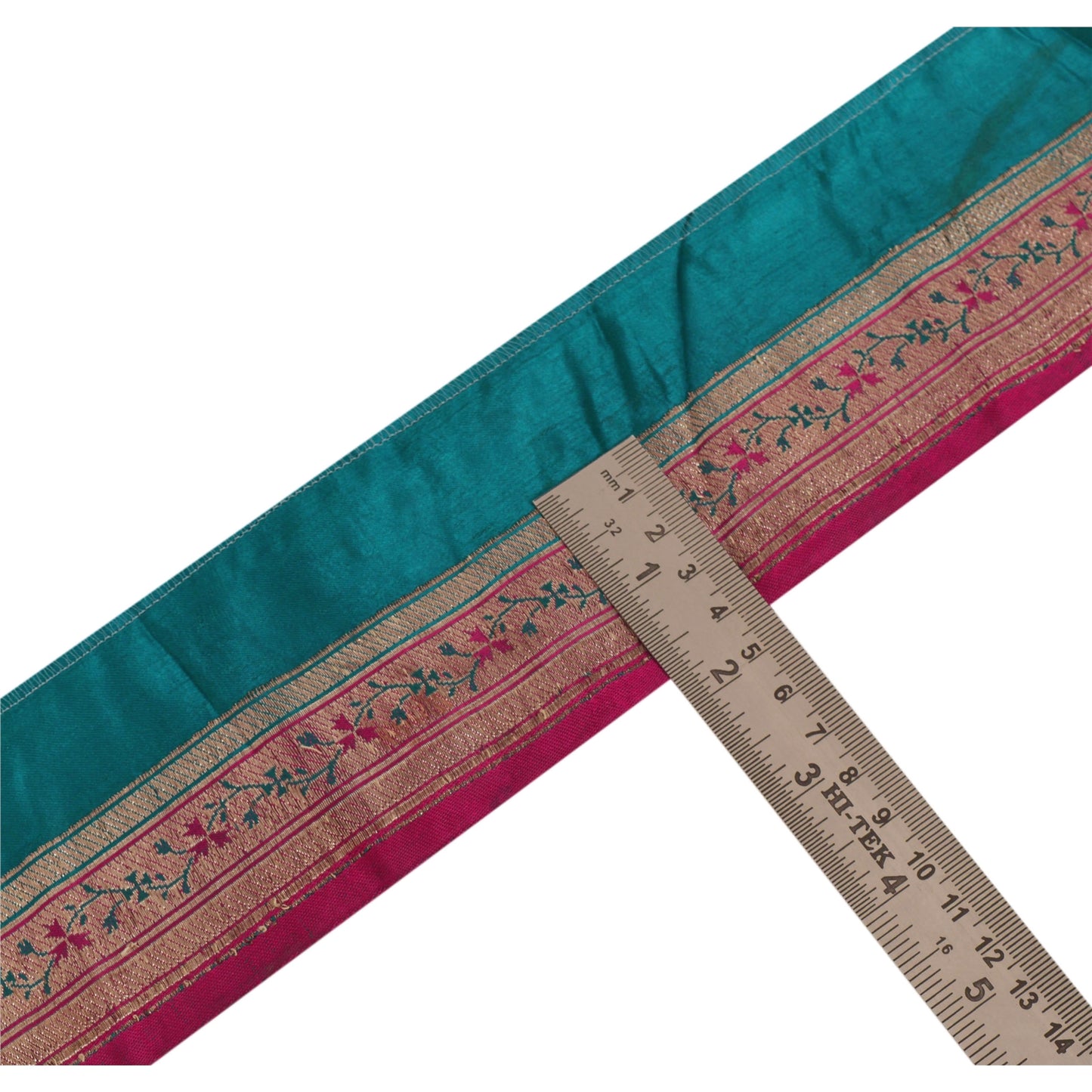 Sanskriti Vintage 1 Yd Trim Pink/Green Sari Border Brocade Craft Ribbon Lace