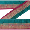 Sanskriti Vintage 1 Yd Trim Pink/Green Sari Border Brocade Craft Ribbon Lace