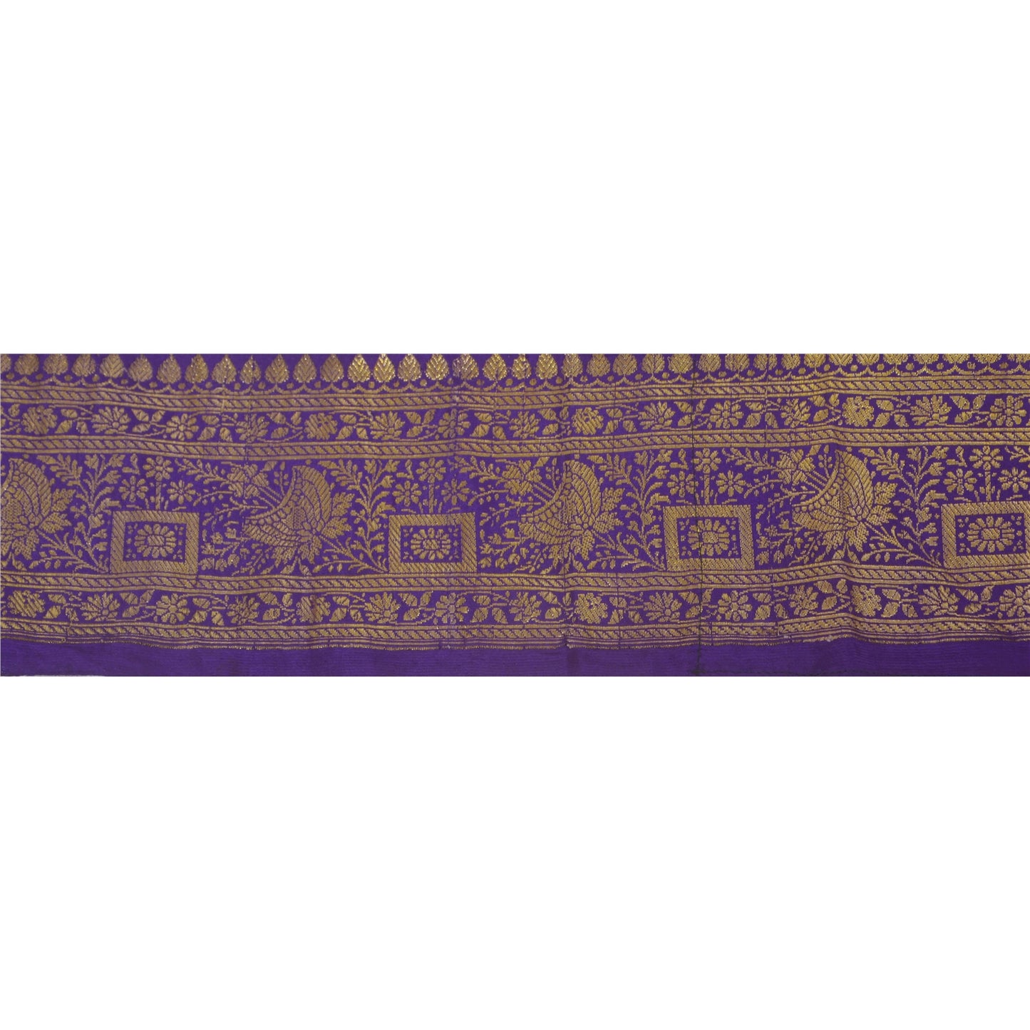 Sanskriti Vintage Blue Sari Border Woven Brocade Craft Trim Sewing 1 Yd Lace