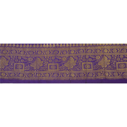 Sanskriti Vintage Blue Sari Border Woven Brocade Craft Trim Sewing 1 Yd Lace