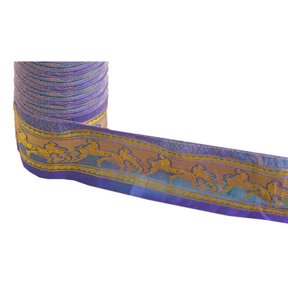 Sanskriti Vintage 1 Yd Trim Sari Border Woven Brocade Craft Sewing Blue Lace