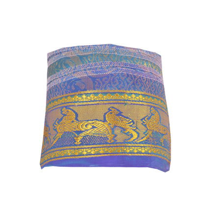 Sanskriti Vintage 1 Yd Trim Sari Border Woven Brocade Craft Sewing Blue Lace