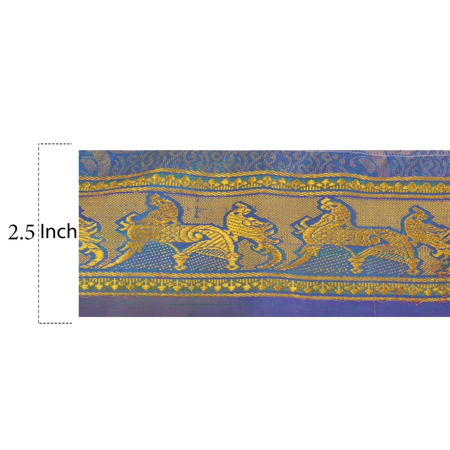 Sanskriti Vintage 1 Yd Trim Sari Border Woven Brocade Craft Sewing Blue Lace