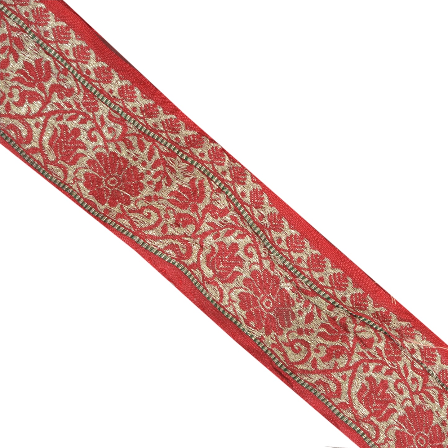 Sanskriti Vintage 1 Yd Sari Indian Border Woven Trim Sewing Craft Red Lace