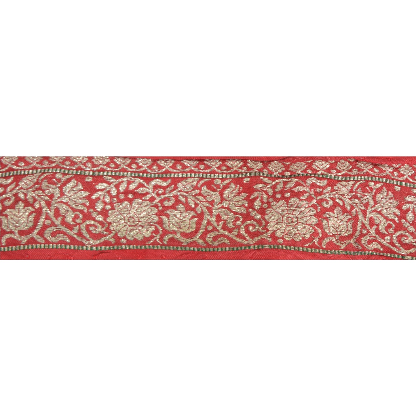 Sanskriti Vintage 1 Yd Sari Indian Border Woven Trim Sewing Craft Red Lace