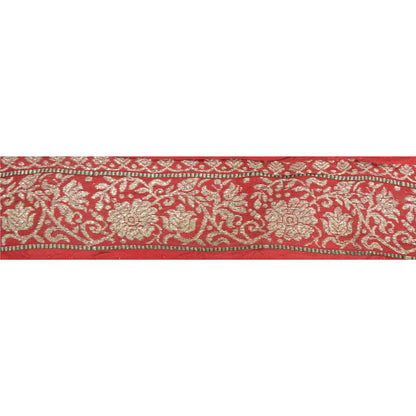 Sanskriti Vintage 1 Yd Sari Indian Border Woven Trim Sewing Craft Red Lace