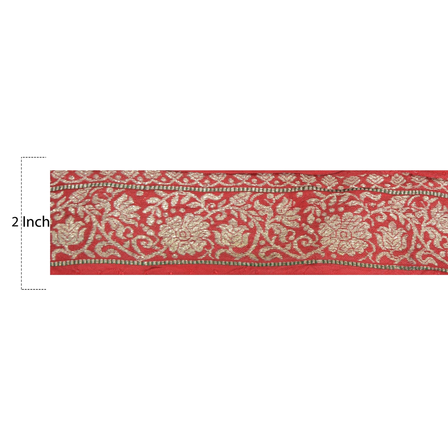 Sanskriti Vintage 1 Yd Sari Indian Border Woven Trim Sewing Craft Red Lace