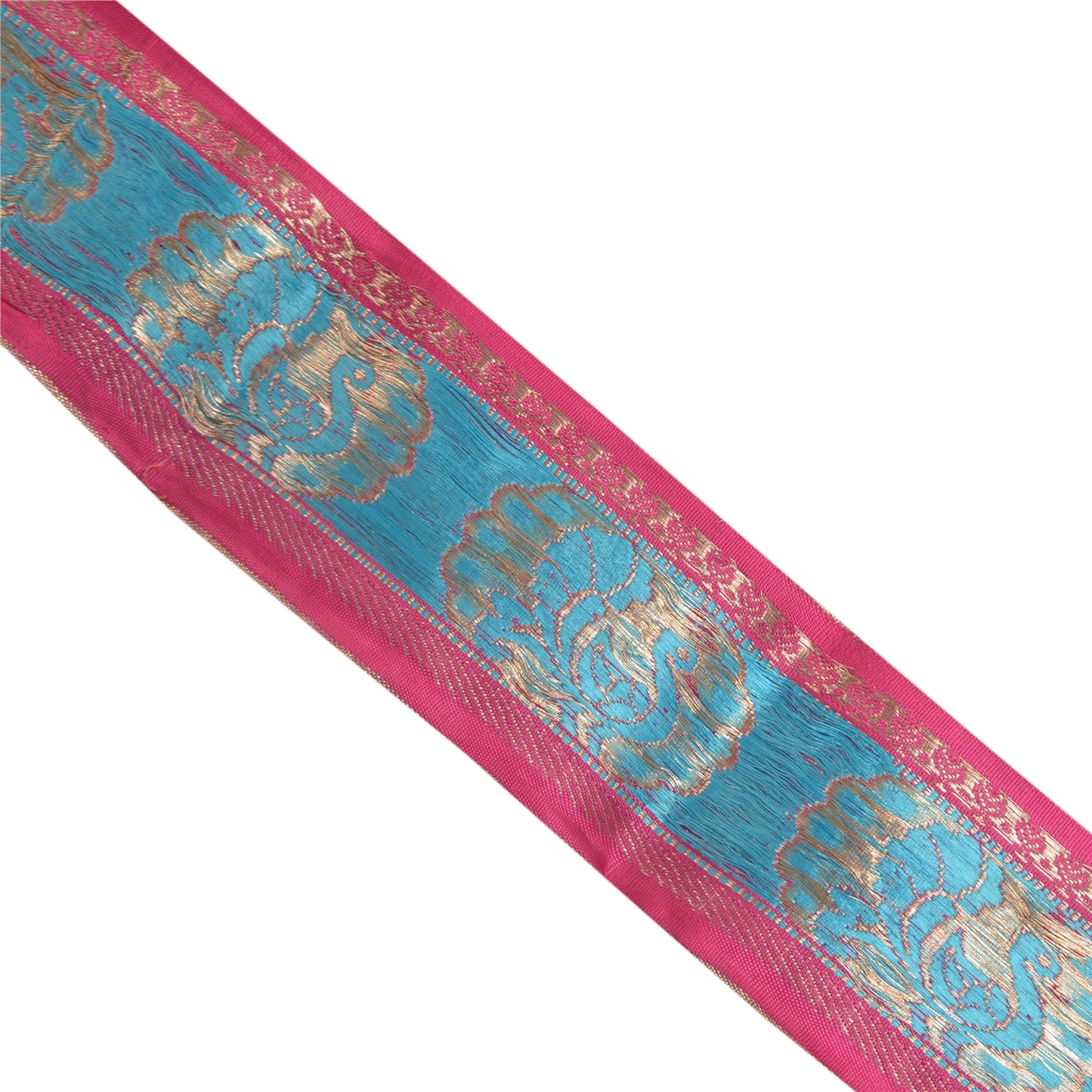 Sanskriti Vintage1 Yd Saree Pure Silk Border Brocade Trim Sewing Craft Pink Lace