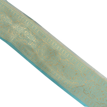 Sanskriti Vintage 1 Yd Sari Indian Border Woven Trim Sewing Craft Blue Lace