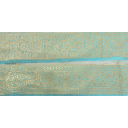 Sanskriti Vintage 1 Yd Sari Indian Border Woven Trim Sewing Craft Blue Lace