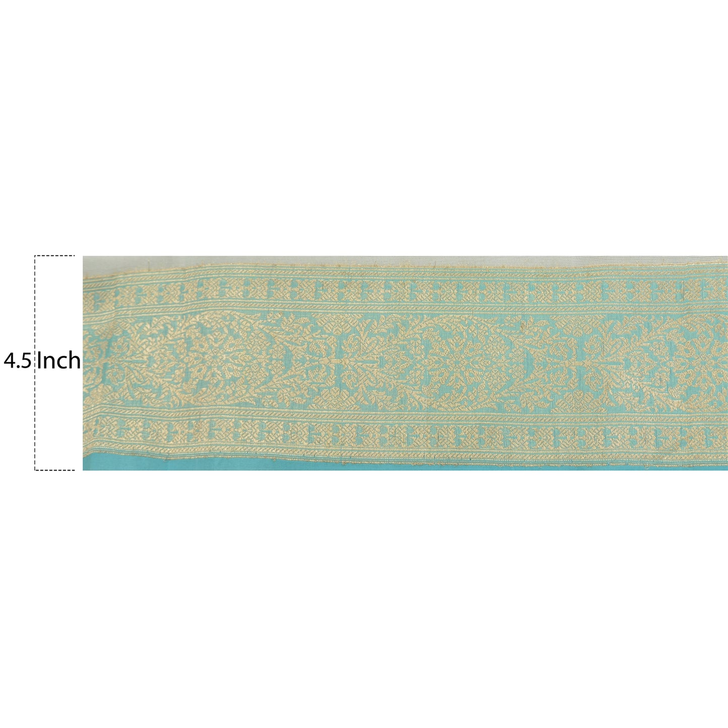 Sanskriti Vintage 1 Yd Sari Indian Border Woven Trim Sewing Craft Blue Lace