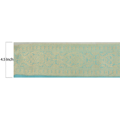 Sanskriti Vintage 1 Yd Sari Indian Border Woven Trim Sewing Craft Blue Lace