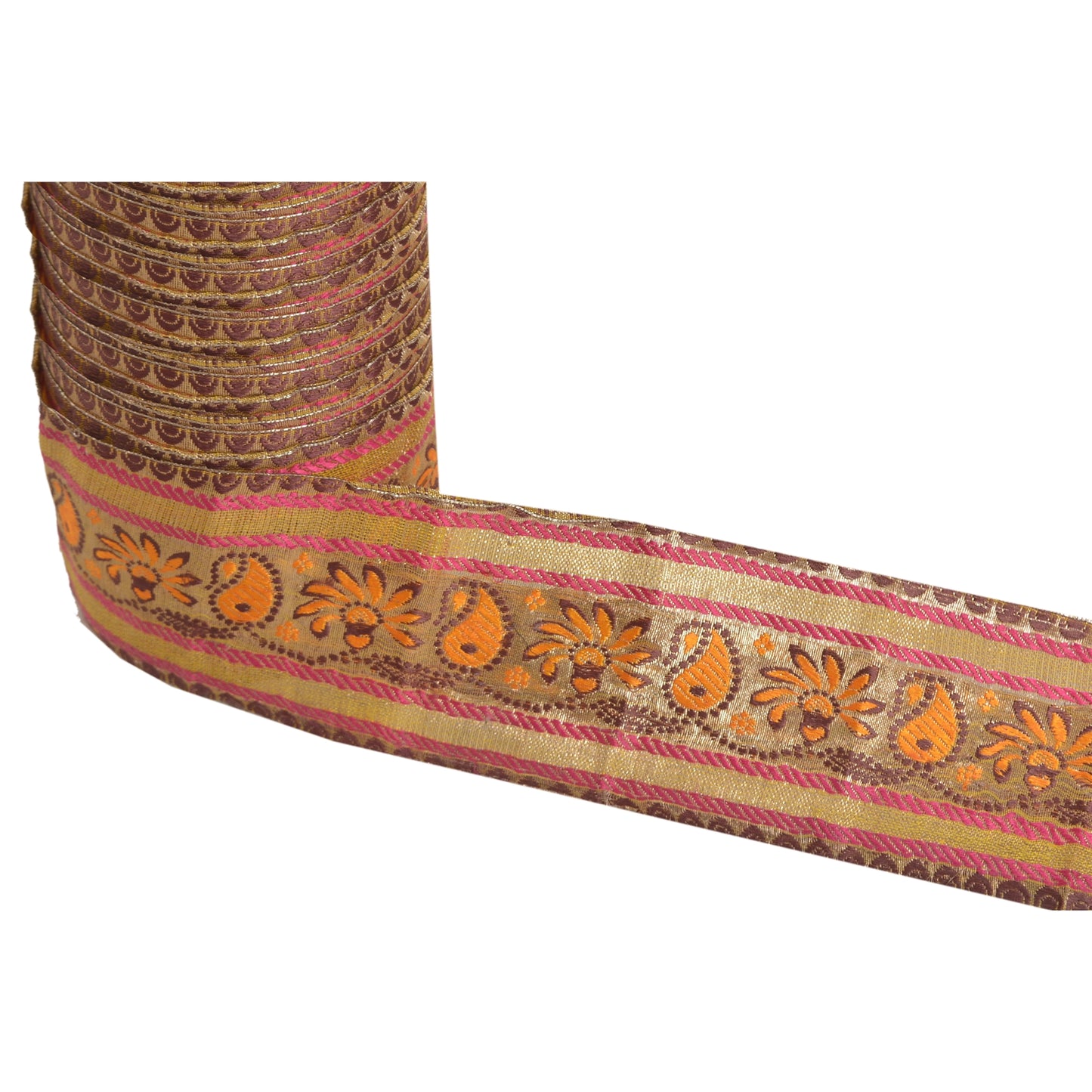 Sanskriti Vintage 1 Yd Sari Indisk Kant Vævet Kant Syhåndværk Gylden Blonde