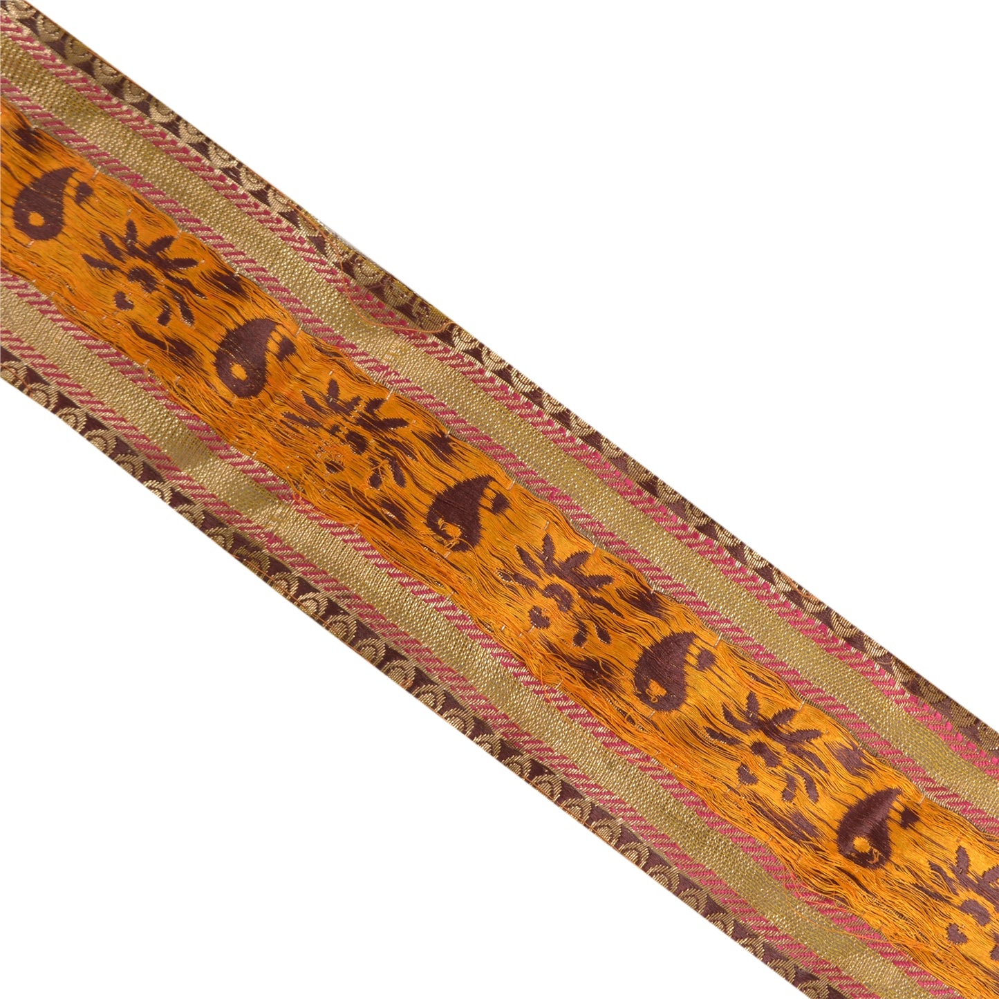 Sanskriti Vintage 1 Yd Sari Indisk Kant Vævet Kant Syhåndværk Gylden Blonde