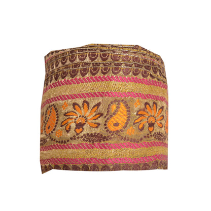 Sanskriti Vintage 1 Yd Sari Indisk Kant Vævet Kant Syhåndværk Gylden Blonde