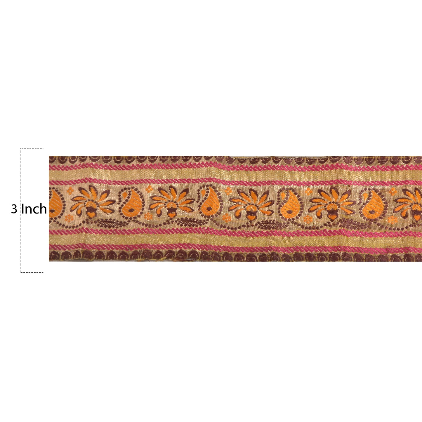 Sanskriti Vintage 1 Yd Sari Indisk Kant Vævet Kant Syhåndværk Gylden Blonde