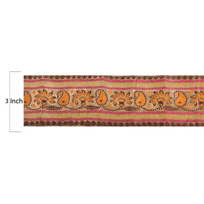 Sanskriti Vintage 1 Yd Sari Indisk Kant Vævet Kant Syhåndværk Gylden Blonde