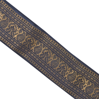 Sanskriti Vintage 1 Yd Sari Border Woven Brocade Trim Blue Craft Blue Lace