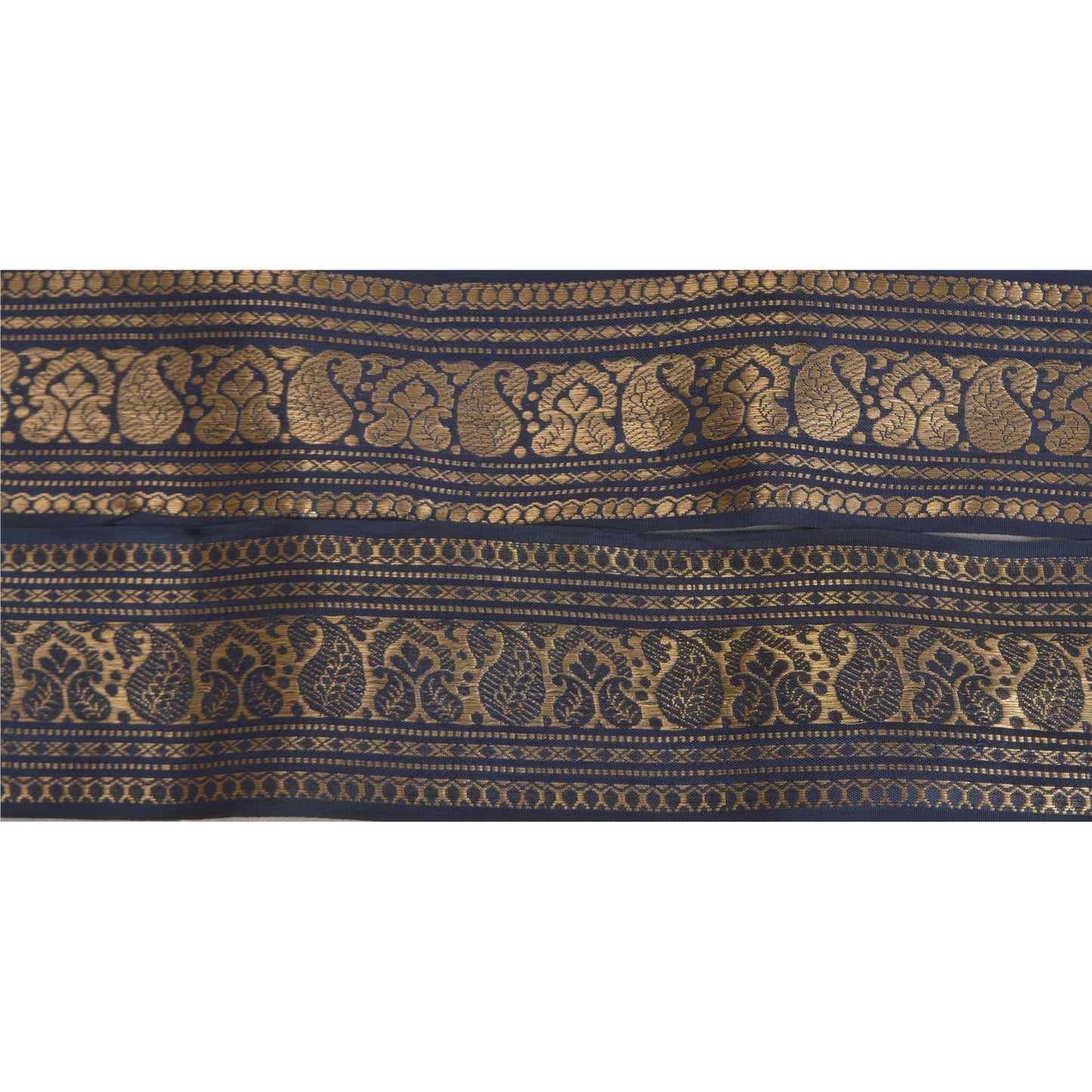 Sanskriti Vintage 1 Yd Sari Border Woven Brocade Trim Blue Craft Blue Lace