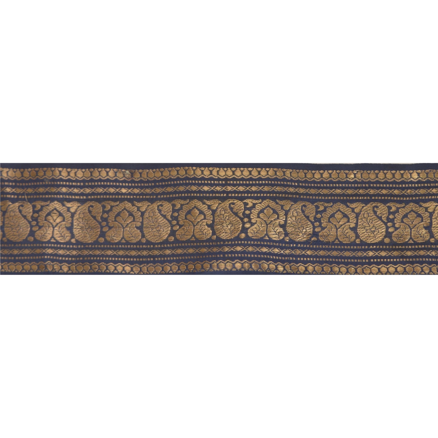 Sanskriti Vintage 1 Yd Sari Border Woven Brocade Trim Blue Craft Blue Lace