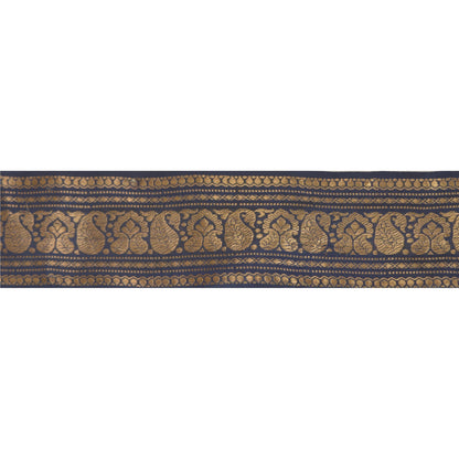 Sanskriti Vintage 1 Yd Sari Border Woven Brocade Trim Blue Craft Blue Lace