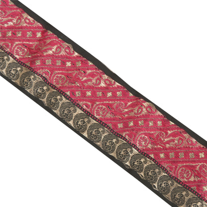 Sanskriti Vintage 1 Yd Sari Border Woven Brocade Trim Black Craft Black Lace