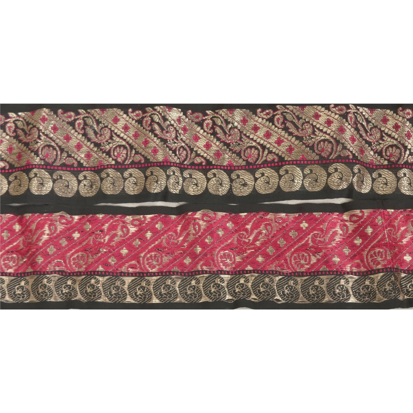 Sanskriti Vintage 1 Yd Sari Border Woven Brocade Trim Black Craft Black Lace