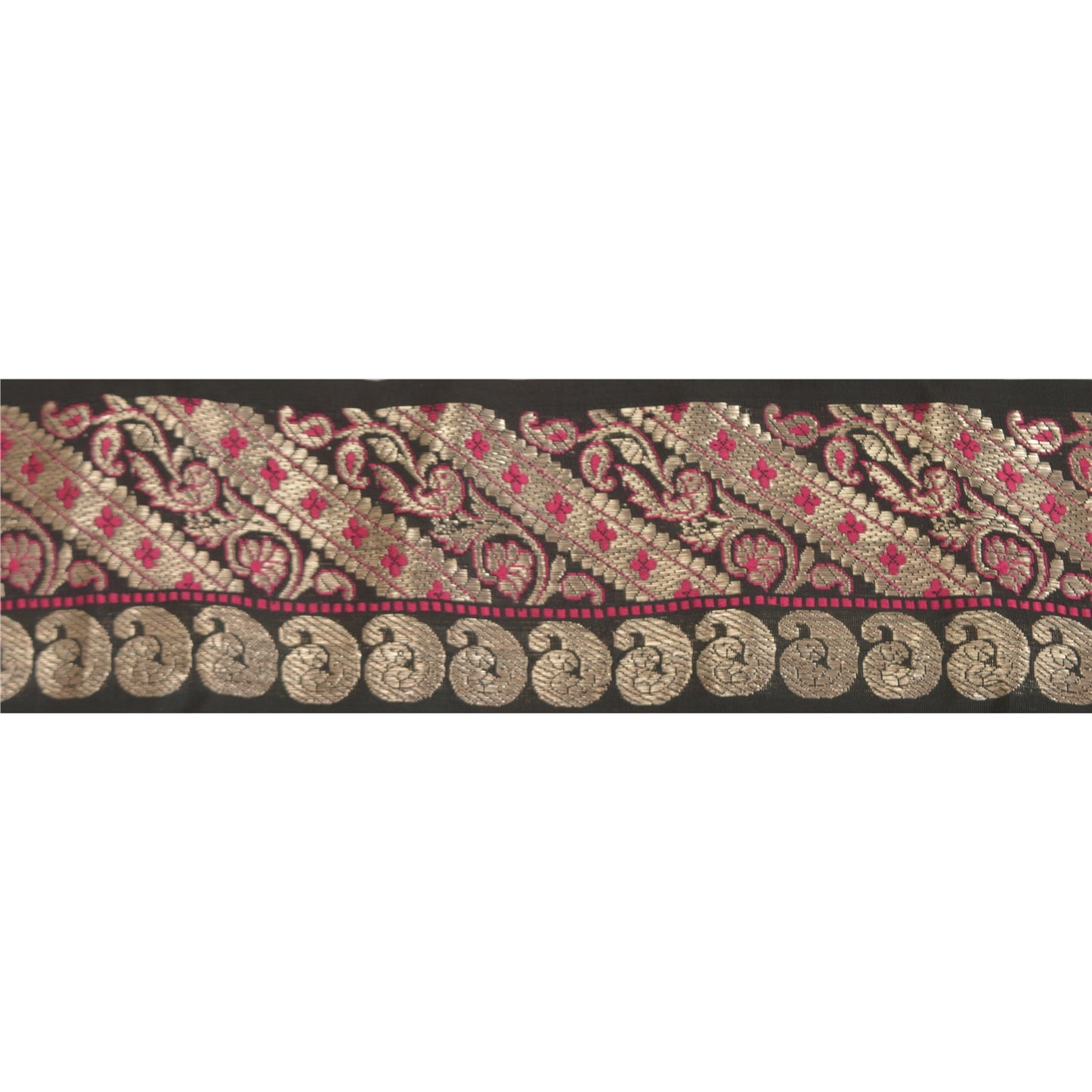 Sanskriti Vintage 1 Yd Sari Border Woven Brocade Trim Black Craft Black Lace