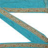 Sanskriti Vintage 1YD Sari Border Hand Beaded ZardoziTrim Sewing Craft Blue Lace