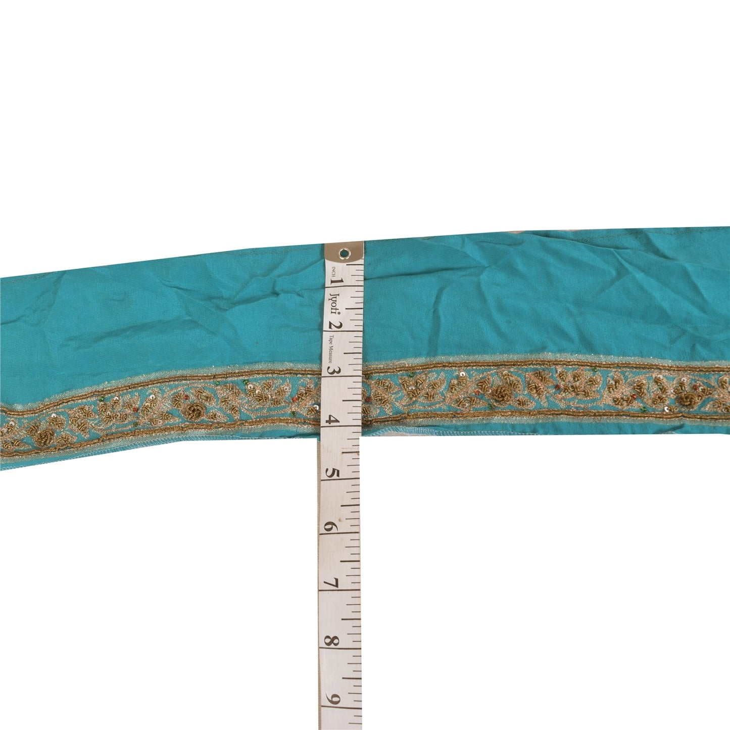Sanskriti Vintage 1YD Sari Border Hand Beaded ZardoziTrim Sewing Craft Blue Lace