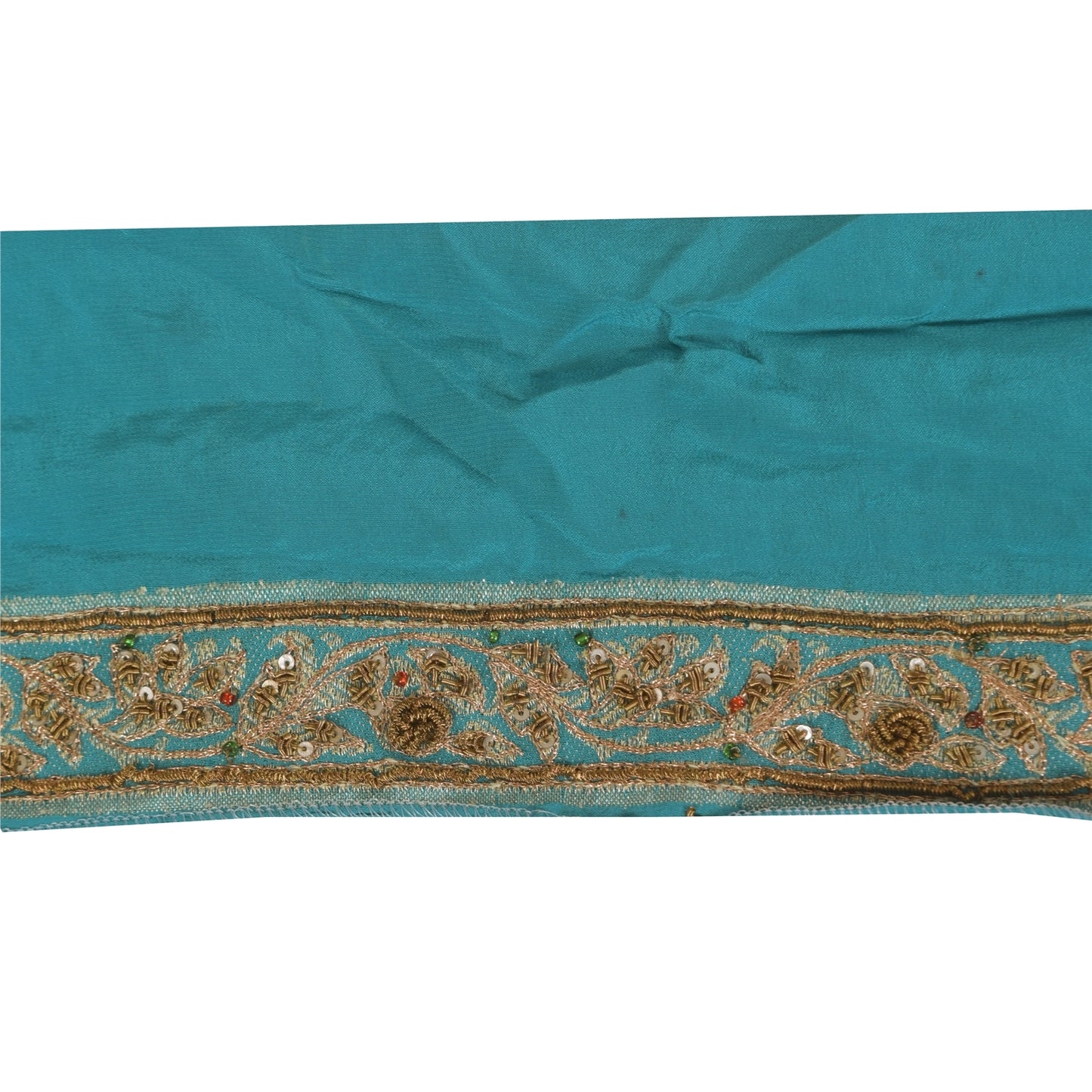 Sanskriti Vintage 1YD Sari Border Hand Beaded ZardoziTrim Sewing Craft Blue Lace