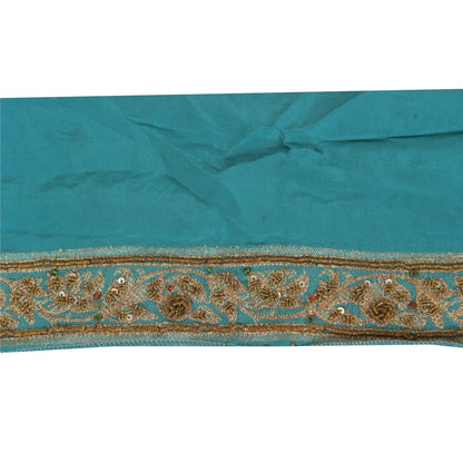 Sanskriti Vintage 1YD Sari Border Hand Beaded ZardoziTrim Sewing Craft Blue Lace