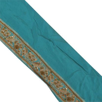 Sanskriti Vintage 1YD Sari Border Hand Beaded ZardoziTrim Sewing Craft Blue Lace
